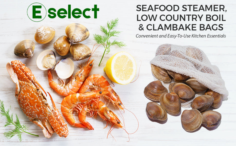 Eselect 16" Seafood Boil & Steamer Bags - Pack of 100, Seafood Boiling Bags for Crab, Crawfish, Shellfish - Low Country Boil, Clambake, Crab Boil, Soup Bags, Vegetable Storage Bags