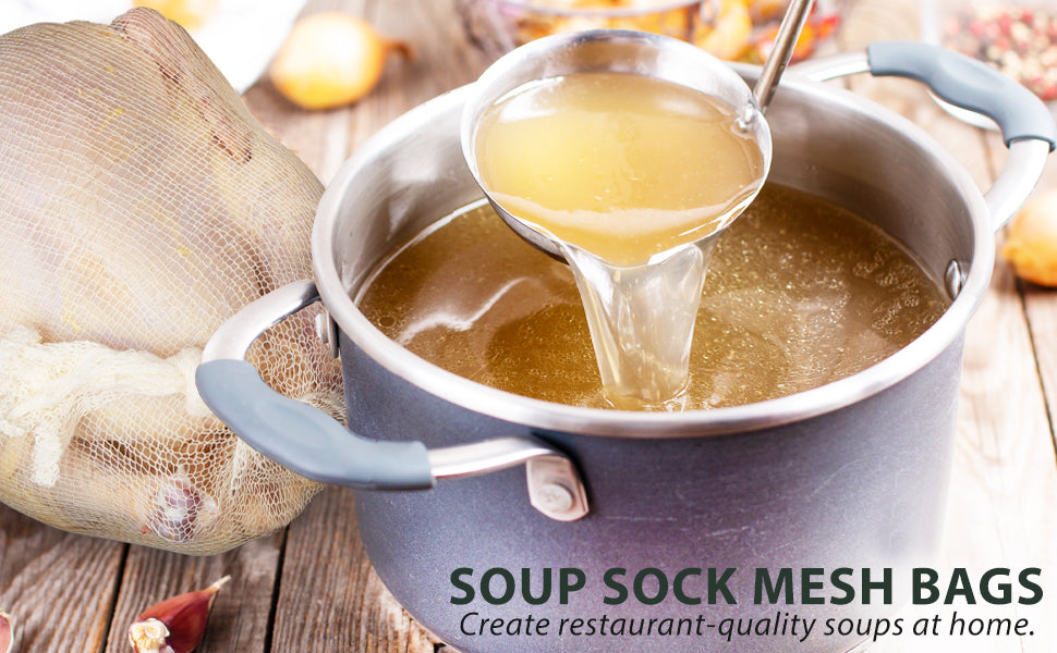 Eselect 24” Soup Bags - Pack of 10, Cooking Bags for Making Flavorful Soup Stock, Broth & Stew, Clam Bags, Steamer & Boiling Bags, Food Storage Bags