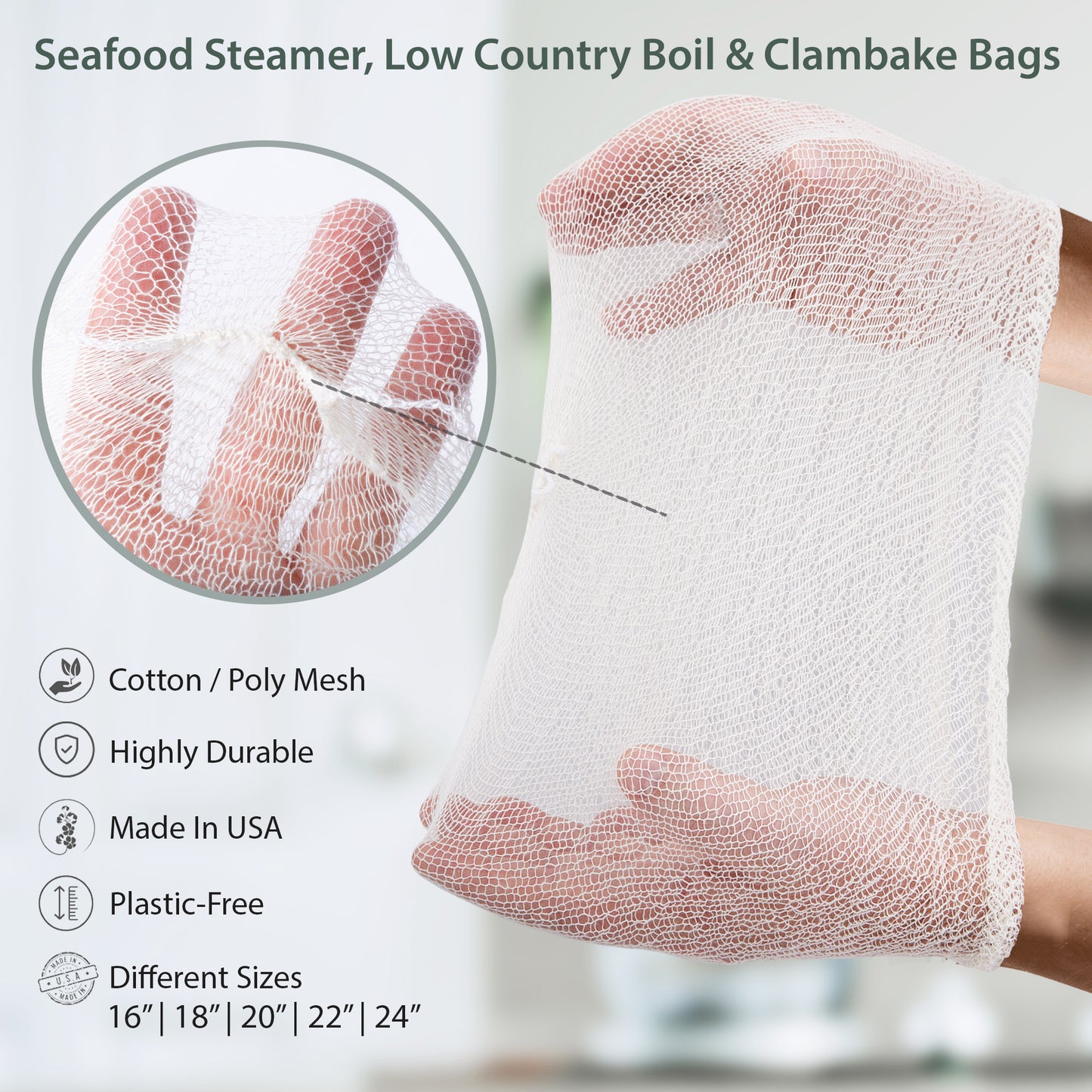 Eselect 16" Seafood Boil & Steamer Bags - Pack of 100, Seafood Boiling Bags for Crab, Crawfish, Shellfish - Low Country Boil, Clambake, Crab Boil, Soup Bags, Vegetable Storage Bags
