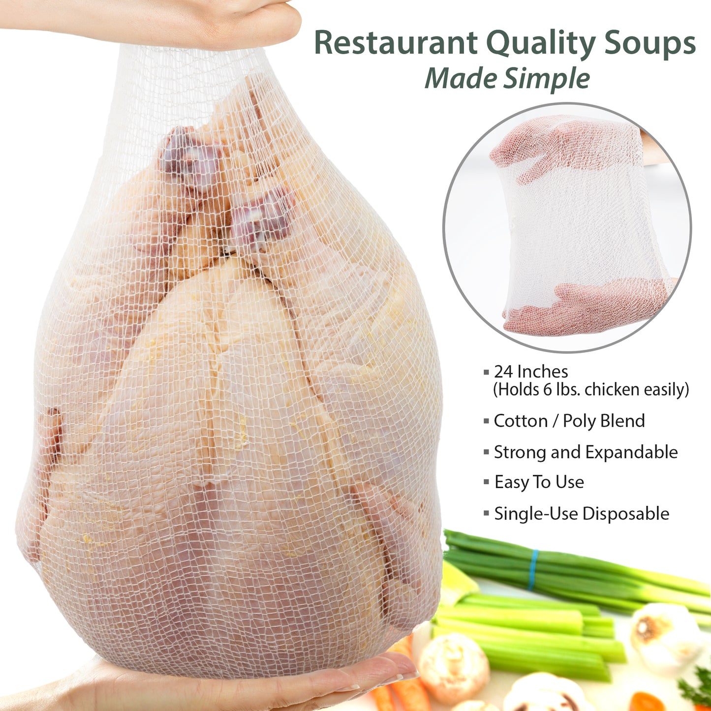 Eselect 24” Soup Bags - Pack of 10, Cooking Bags for Making Flavorful Soup Stock, Broth & Stew, Clam Bags, Steamer & Boiling Bags, Food Storage Bags