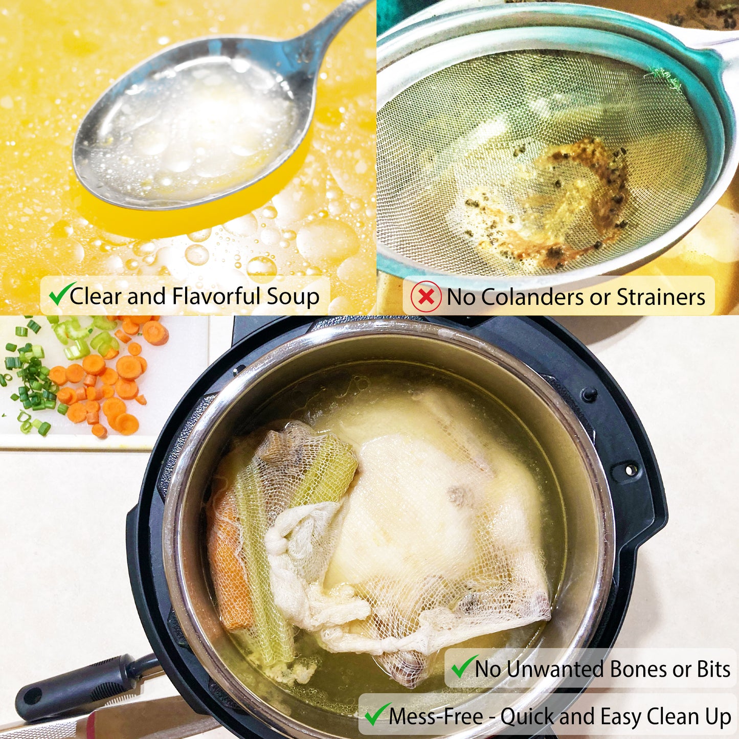Eselect 24” Soup Bags - Pack of 25, Cooking Bags for Making Flavorful Soup Stock, Broth & Stew, Clam Bags, Steamer & Boiling Bags, Food Storage Bags