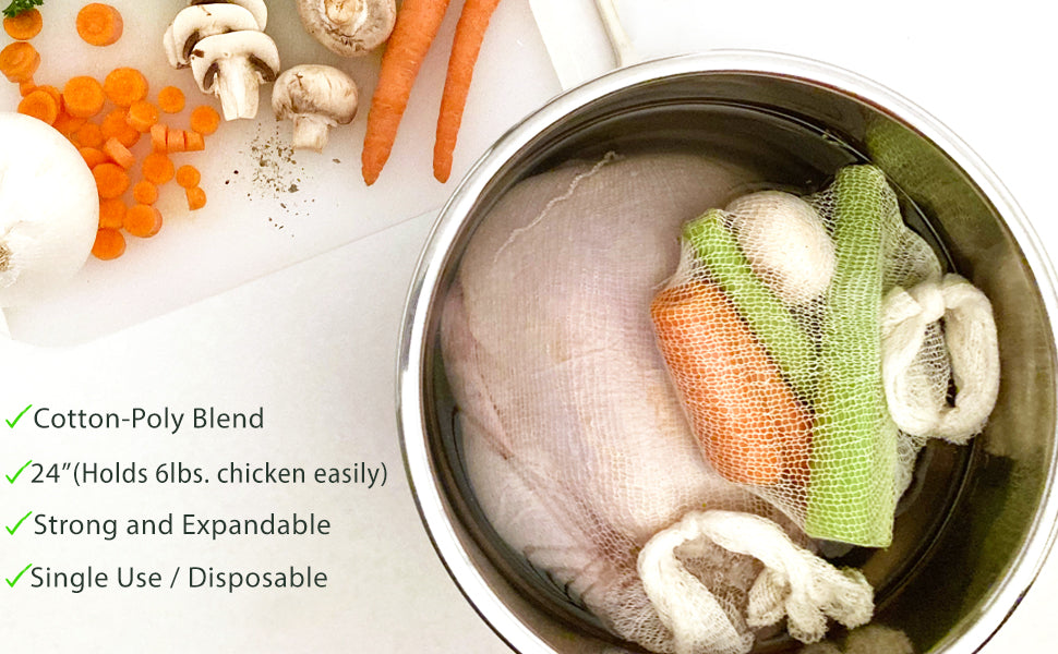 Eselect 24” Soup Bags - Pack of 25, Cooking Bags for Making Flavorful Soup Stock, Broth & Stew, Clam Bags, Steamer & Boiling Bags, Food Storage Bags
