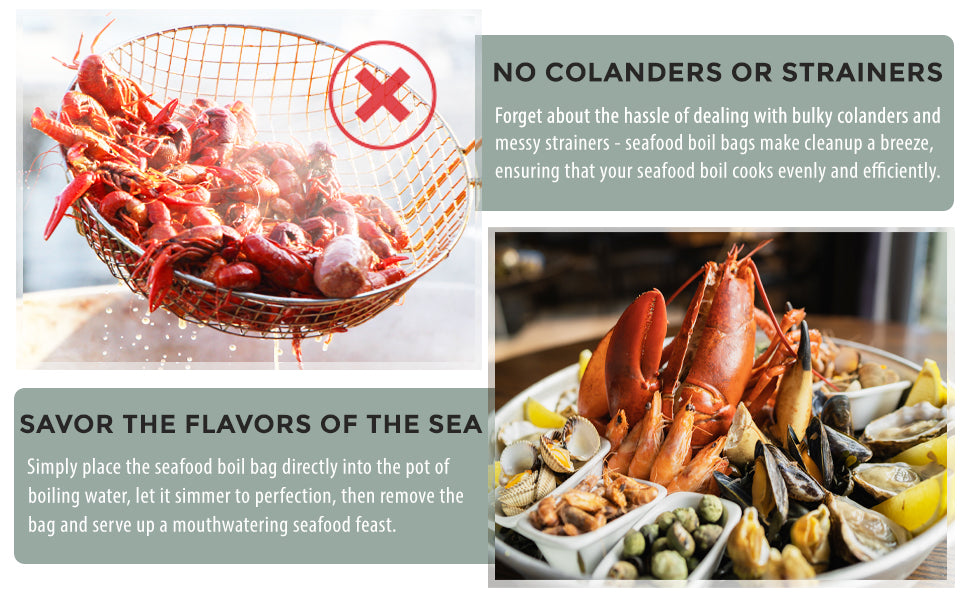 Eselect 22" Seafood Boil & Steamer Bags - Pack of 25, Seafood Boiling Bags for Crab, Crawfish, Shellfish - Low Country Boil, Clambake, Crab Boil, Soup Bags, Vegetable Storage Bags