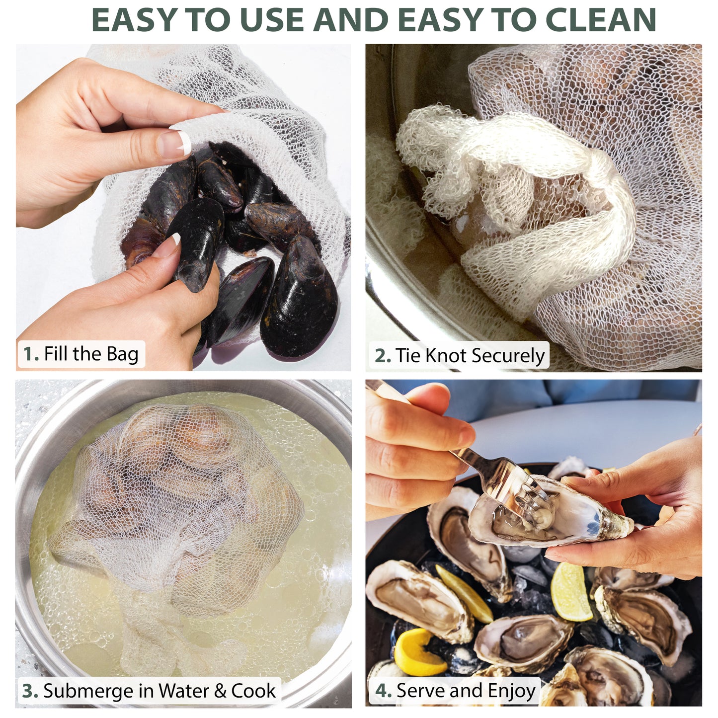 Eselect 24" Seafood Boil & Steamer Bags - Pack of 25, Seafood Boiling Bags for Crab, Crawfish, Shellfish - Low Country Boil, Clambake, Crab Boil, Soup Bags, Vegetable Storage Bags