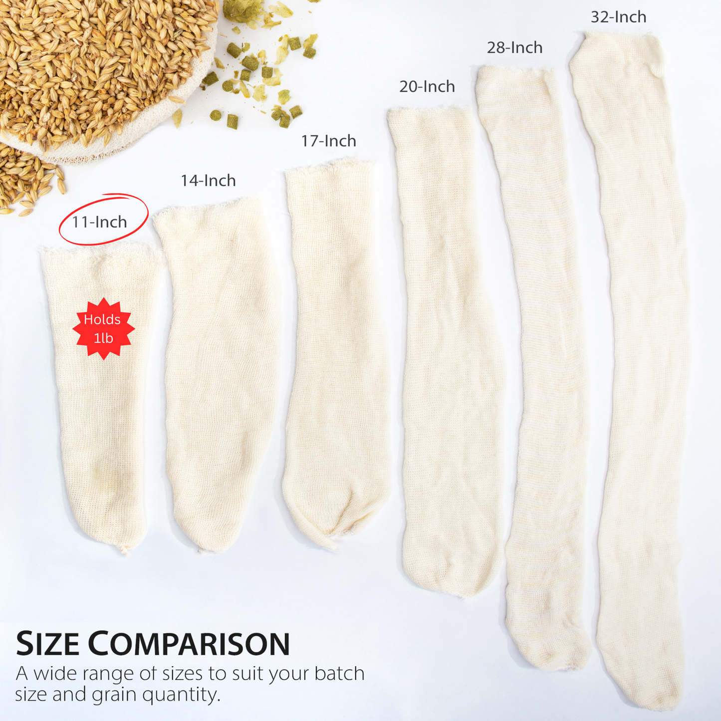 Eselect 11" (25 Pack) Hops, Grain & Spice Beer Brewing Bags Cotton Mesh Steeping Bags for Beer Wine, Cider, Tea, Soups & Nut Milk, Hops & Grain Socks for Dry Hopping for Micro Brewing or Homebrewing