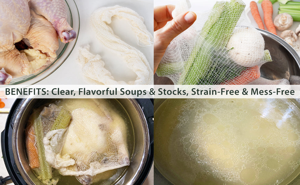 Eselect 24” Soup Bags - Pack of 25, Cooking Bags for Making Flavorful Soup Stock, Broth & Stew, Clam Bags, Steamer & Boiling Bags, Food Storage Bags
