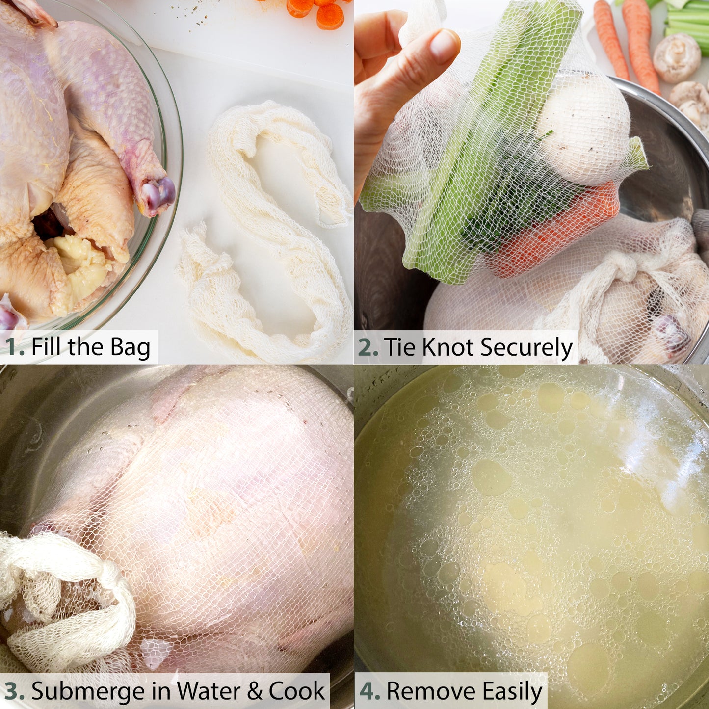 Eselect 24” Soup Bags - Pack of 25, Cooking Bags for Making Flavorful Soup Stock, Broth & Stew, Clam Bags, Steamer & Boiling Bags, Food Storage Bags