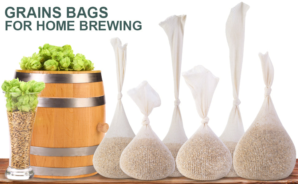 Eselect 11" (10 Pack) Hops, Grain & Spice Beer Brewing Bags Cotton Mesh Steeping Bags for Beer Wine, Cider, Tea, Soups & Nut Milk, Hops & Grain Socks for Dry Hopping for Micro Brewing or Homebrewing