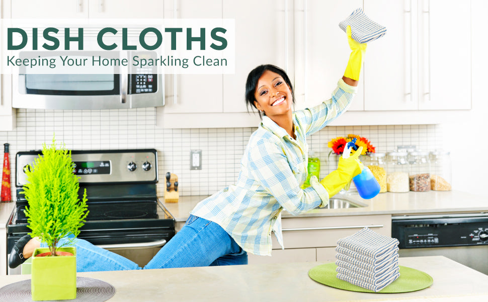 Eselect World's Best Kitchen Dish Cloths - Set of 6 Blue Dishcloths for Washing Dishes - Absorbent Poly Cotton Waffle Weave Dish Rags, Made in USA