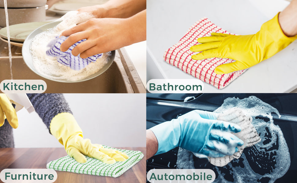 Eselect World's Best Kitchen Dish Cloths - Set of 6 Assorted Dishcloths for Washing Dishes - Absorbent Poly Cotton Waffle Weave Dish Rags, Made in USA