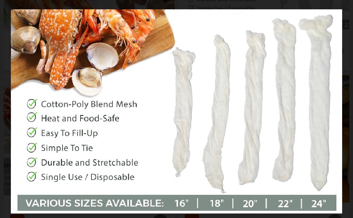 Eselect 18" Seafood Boil & Steamer Bags - Pack of 10, Seafood Boiling Bags for Crab, Crawfish, Shellfish - Low Country Boil, Clambake, Crab Boil, Soup Bags, Vegetable Storage Bags